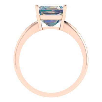 2.5 cttw Blue Moissanite Solitaire  Engagement Ring - Solid Gold (Asscher Cut,8.0mm)