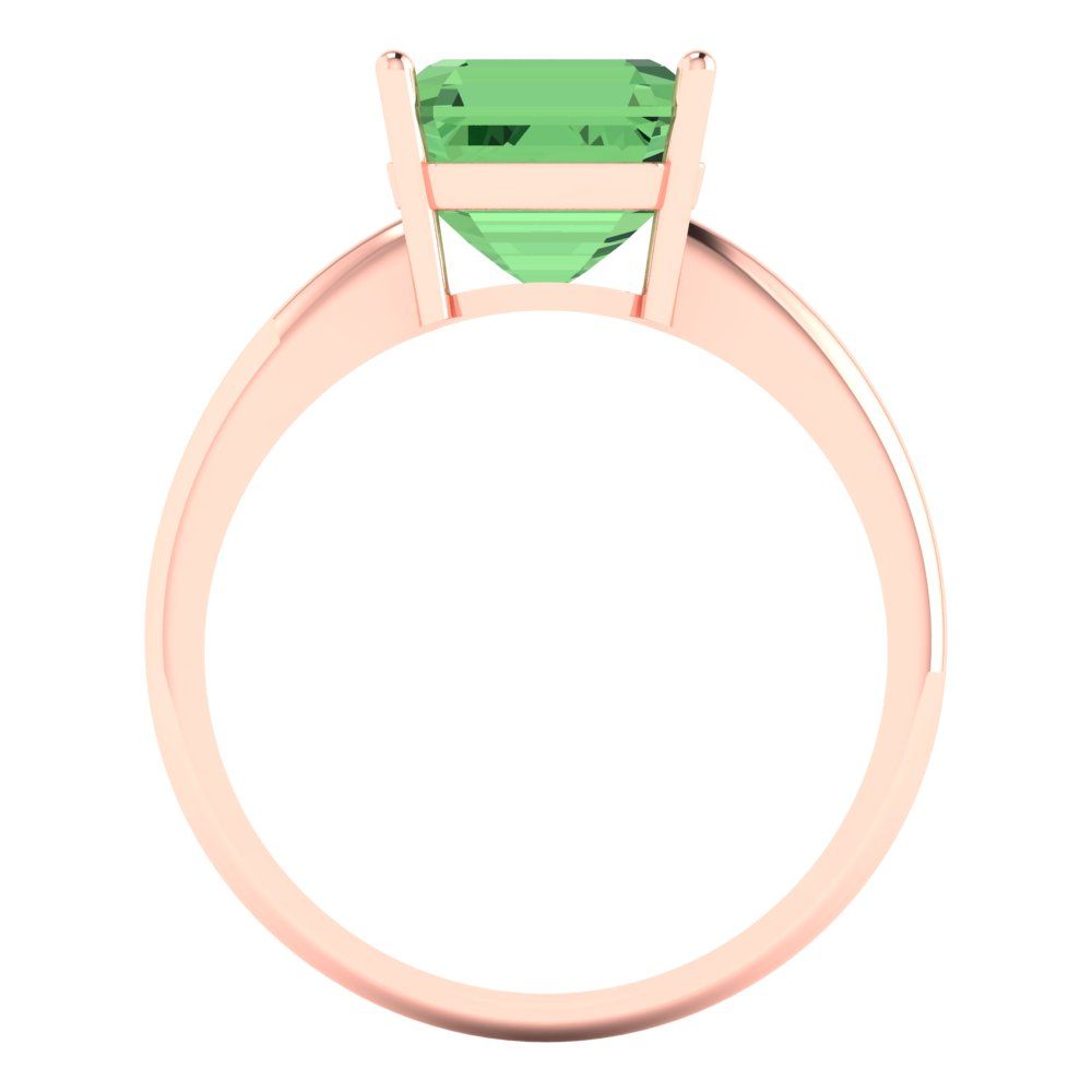 2.5 cttw Zirconia Simulated Green Diamond Solitaire  Engagement Ring - Solid Rose Gold (VVS1, Asscher Cut,8.0mm)
