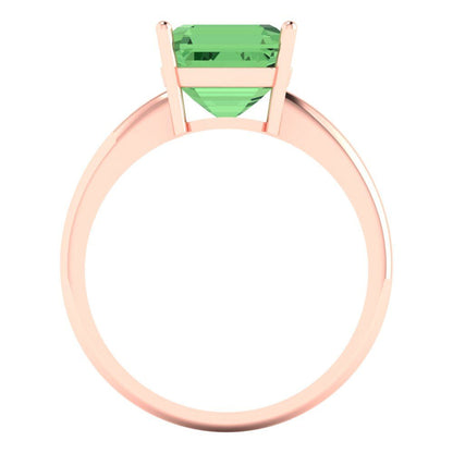 2.5 cttw Zirconia Simulated Green Diamond Solitaire  Engagement Ring - Solid Rose Gold (VVS1, Asscher Cut,8.0mm)