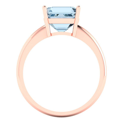 2.5 cttw Zirconia Simulated Blue Diamond Solitaire  Engagement Ring - Solid Rose Gold (VVS1, Asscher Cut,8.0mm)