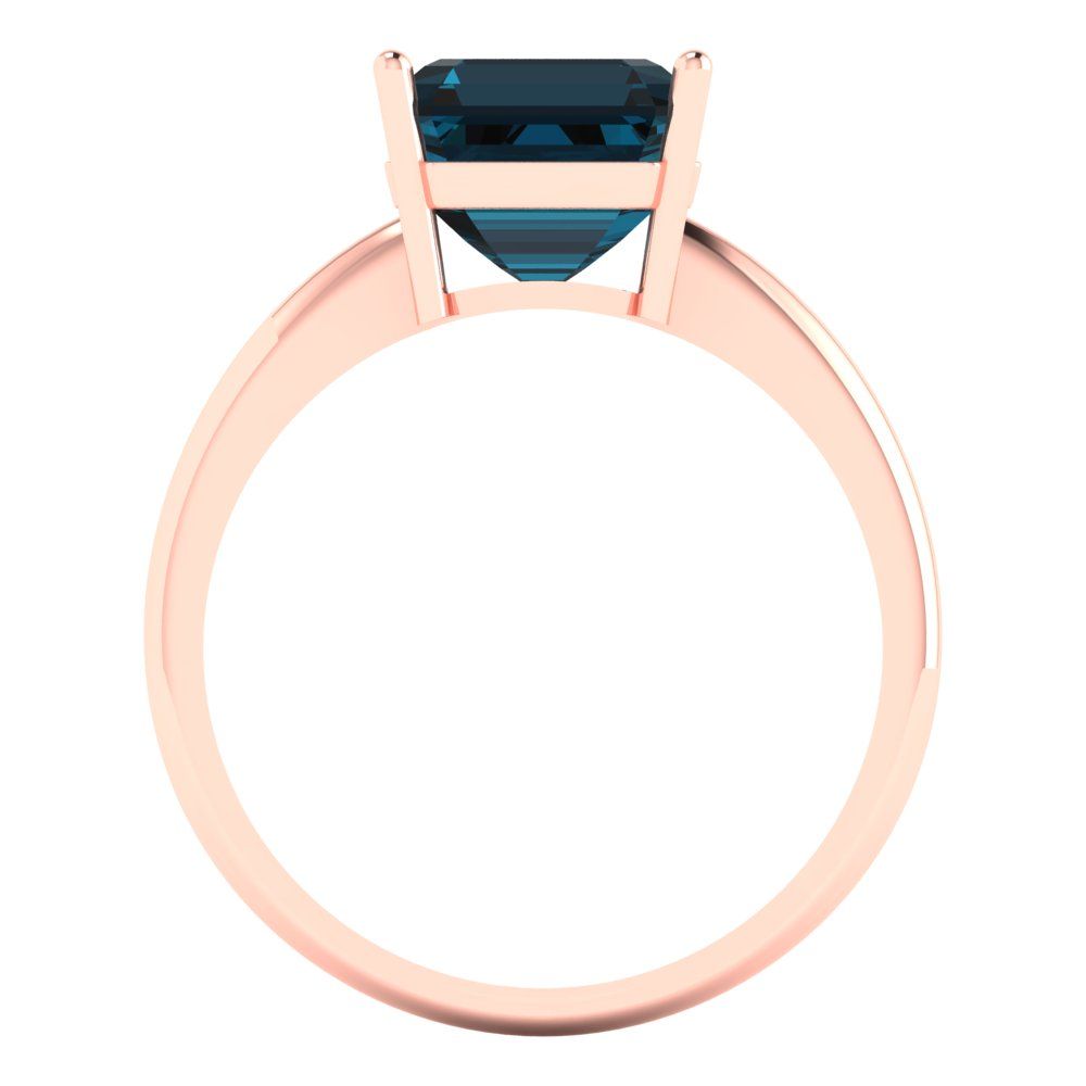 2.5 cttw Natural London Blue Topaz Solitaire  Engagement Ring - Solid Gold (Asscher Cut,8.0mm)