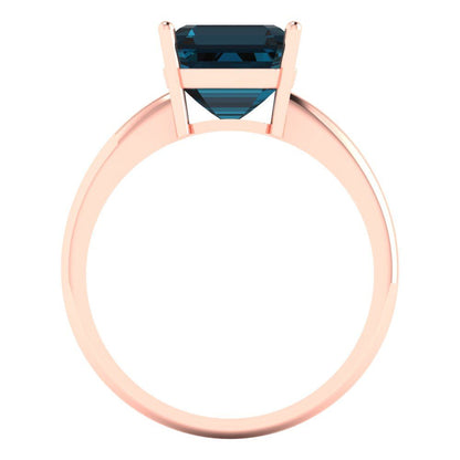 2.5 cttw Natural London Blue Topaz Solitaire  Engagement Ring - Solid Gold (Asscher Cut,8.0mm)