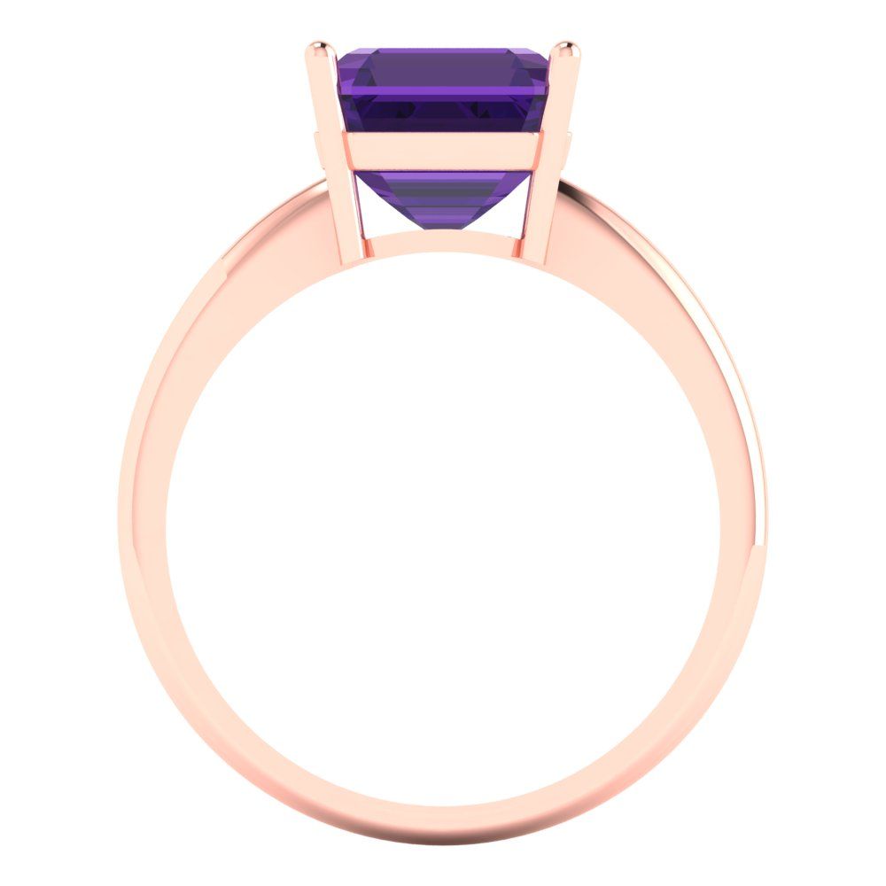 2.5 cttw Natural Amethyst Solitaire  Engagement Ring - Solid Gold (Asscher Cut,8.0mm)