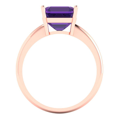2.5 cttw Natural Amethyst Solitaire  Engagement Ring - Solid Gold (Asscher Cut,8.0mm)