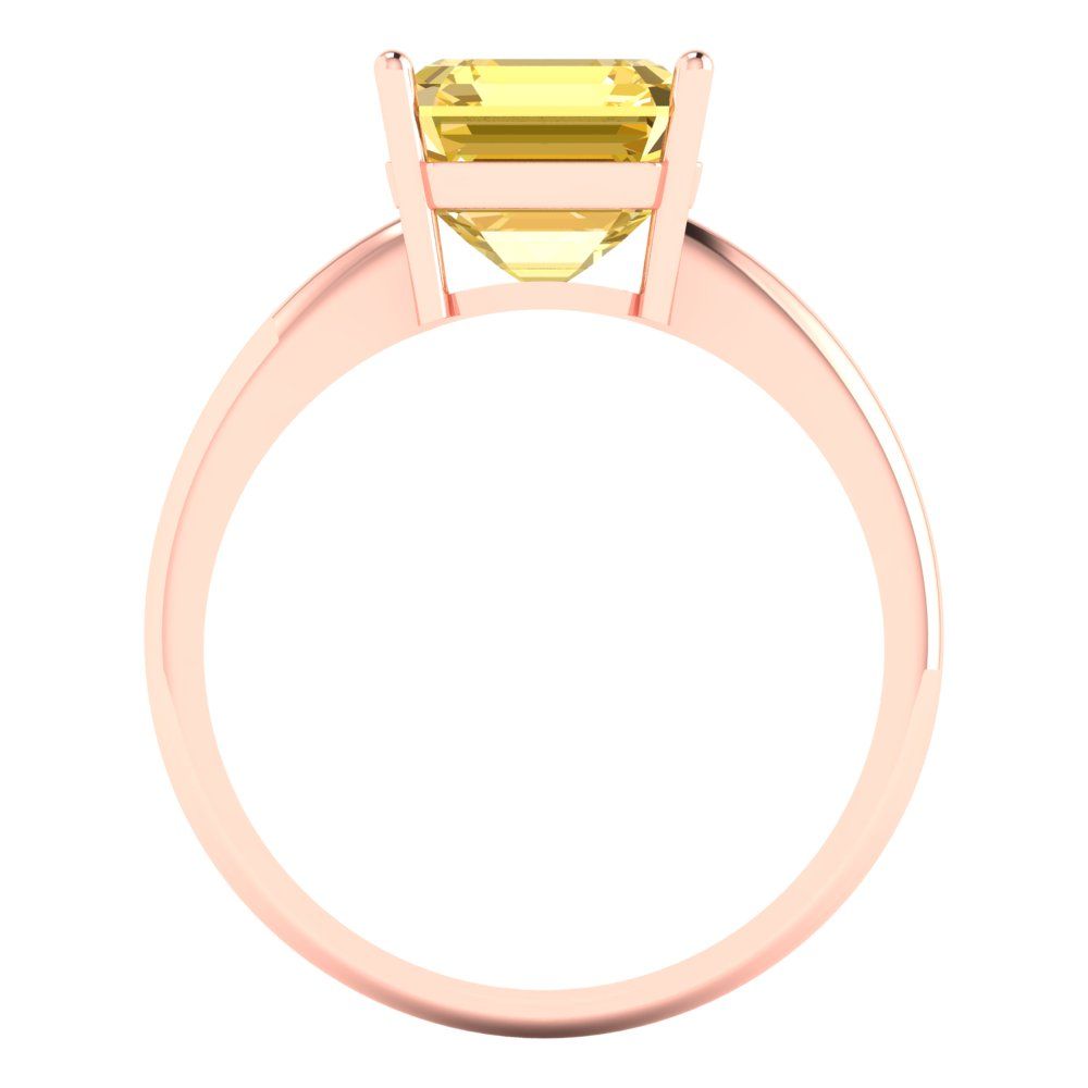 2.5 cttw Zirconia Simulated Yellow Diamond Solitaire  Engagement Ring - Solid Rose Gold (VVS1, Asscher Cut,8.0mm)