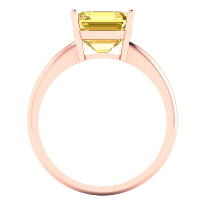 2.5 cttw Zirconia Simulated Yellow Diamond Solitaire  Engagement Ring - Solid Rose Gold (VVS1, Asscher Cut,8.0mm)