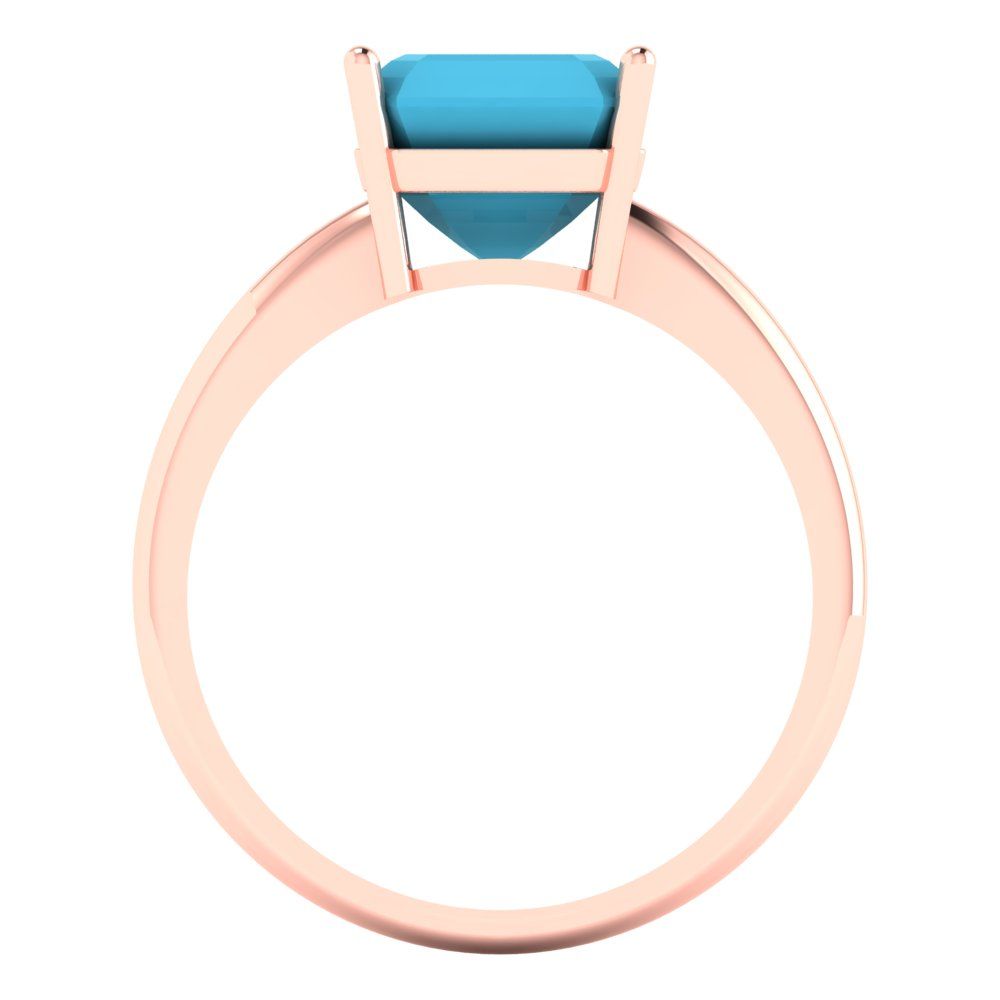 2.5 cttw Simulated Turquoise Solitaire  Engagement Ring - Solid Gold (Asscher Cut,8.0mm)