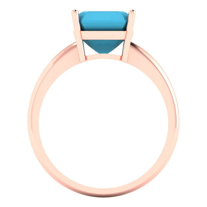 2.5 cttw Simulated Turquoise Solitaire  Engagement Ring - Solid Gold (Asscher Cut,8.0mm)