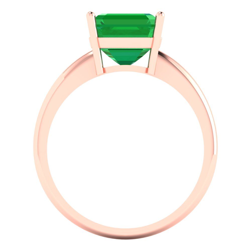 2.5 cttw Simulated Emerald Solitaire  Engagement Ring - Solid Gold (Asscher Cut,8.0mm)