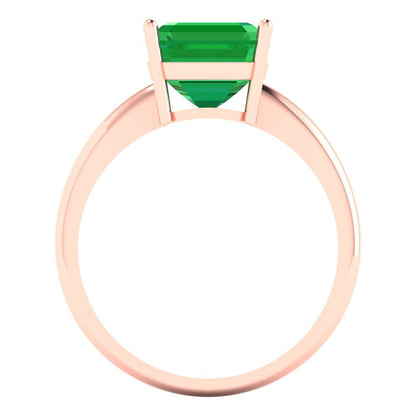 2.5 cttw Simulated Emerald Solitaire  Engagement Ring - Solid Gold (Asscher Cut,8.0mm)