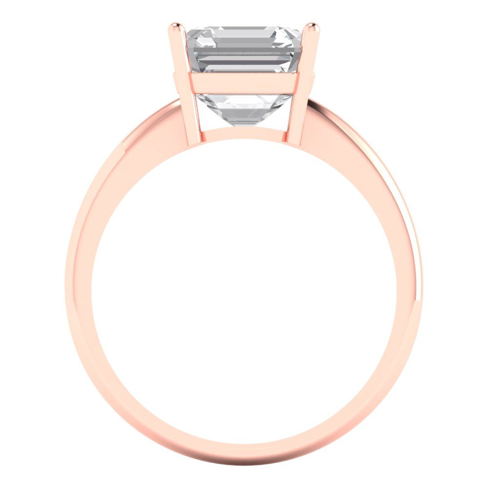 2.5 cttw White Sapphire Solitaire  Engagement Ring - Solid Rose Gold (VVS1, Asscher Cut,8.0mm)