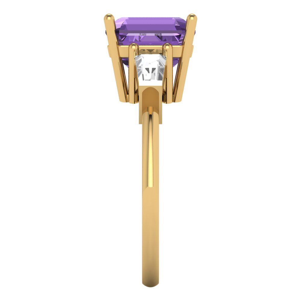 3 cttw Simulated Alexandrite Three-Stone Engagement Ring - Solid Gold (Asscher Cut,8.0mm)