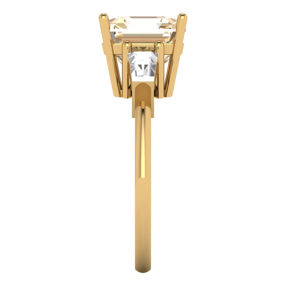 3 cttw Natural Morganite Three-Stone Engagement Ring - Solid Gold (Asscher Cut,8.0mm)