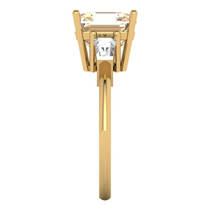 3 cttw Natural Morganite Three-Stone Engagement Ring - Solid Gold (Asscher Cut,8.0mm)