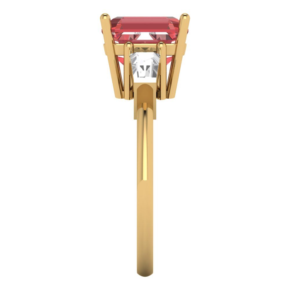 3 cttw Natural Garnet Three-Stone Engagement Ring - Solid Gold (Asscher Cut,8.0mm)