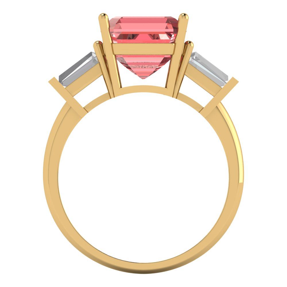 3 cttw Natural Garnet Three-Stone Engagement Ring - Solid Gold (Asscher Cut,8.0mm)