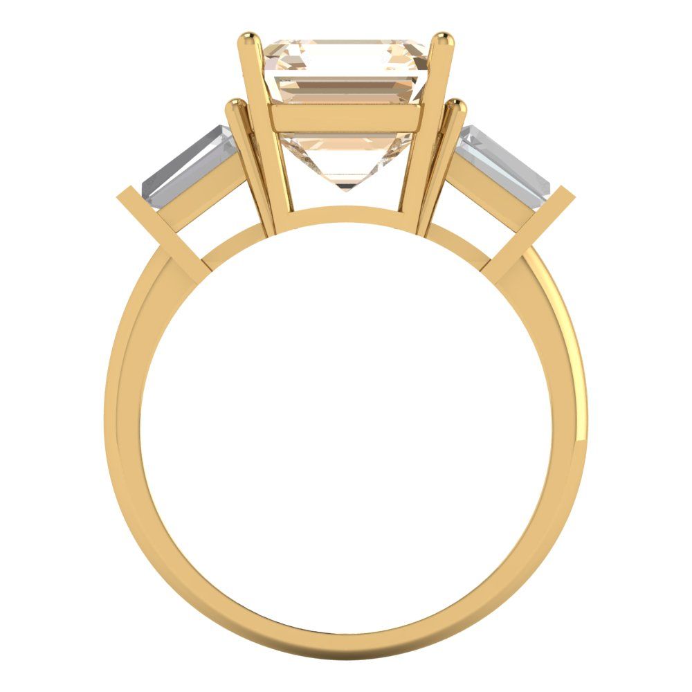3 cttw Natural Morganite Three-Stone Engagement Ring - Solid Gold (Asscher Cut,8.0mm)