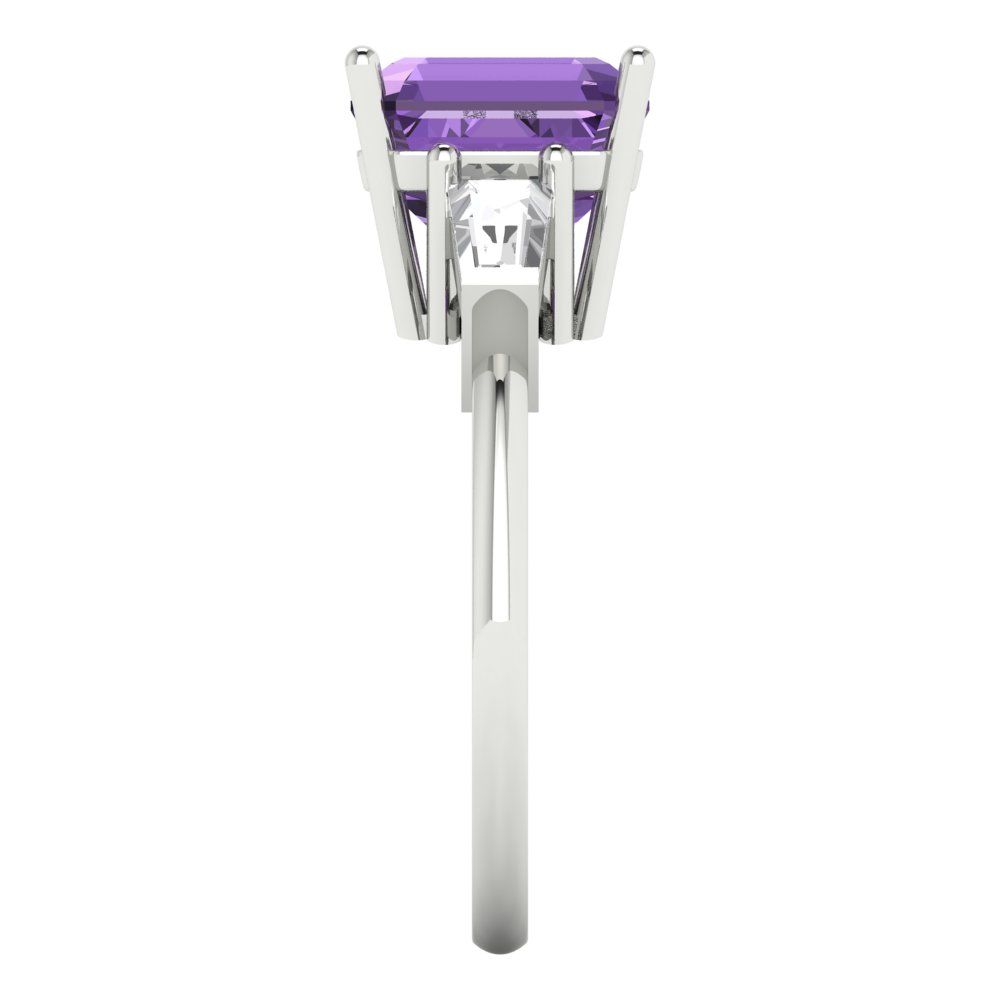 3 cttw Simulated Alexandrite Three-Stone Engagement Ring - Solid Gold (Asscher Cut,8.0mm)