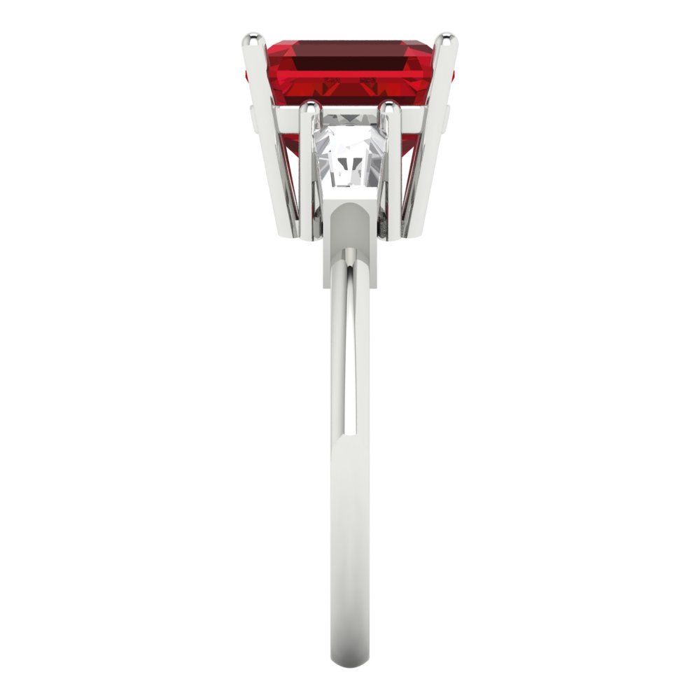 3 cttw Simulated Pink Tourmaline Three-Stone Engagement Ring - Solid Gold (Asscher Cut,8.0mm)