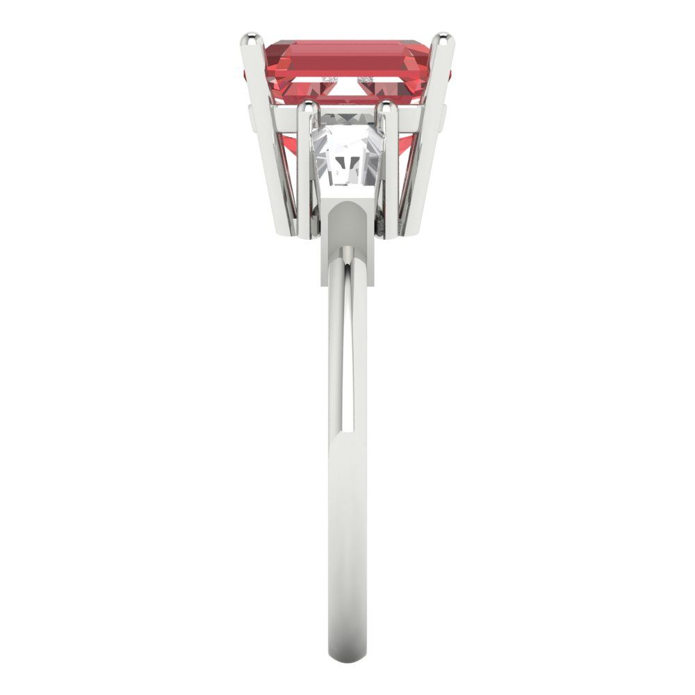 3 cttw Natural Garnet Three-Stone Engagement Ring - Solid Gold (Asscher Cut,8.0mm)