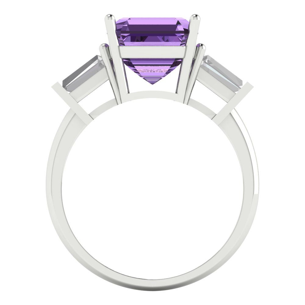 3 cttw Simulated Alexandrite Three-Stone Engagement Ring - Solid Gold (Asscher Cut,8.0mm)