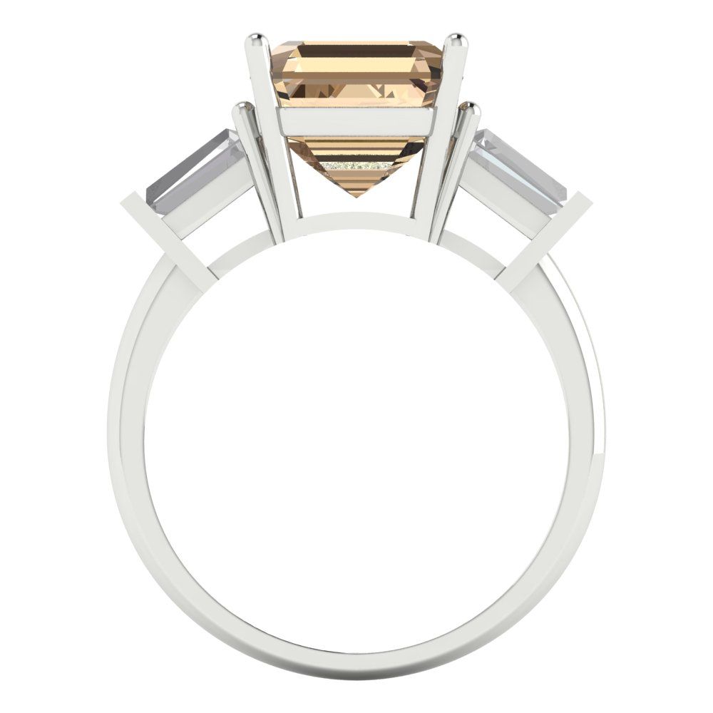 3 cttw Yellow Moissanite Three-Stone Engagement Ring - Solid Gold (Asscher Cut,8.0mm)