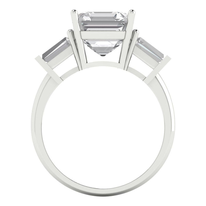 3.5 ct Brilliant Asscher Cut Natural Diamond Stone Clarity SI1-2 Color G-H White Gold Three-Stone Ring