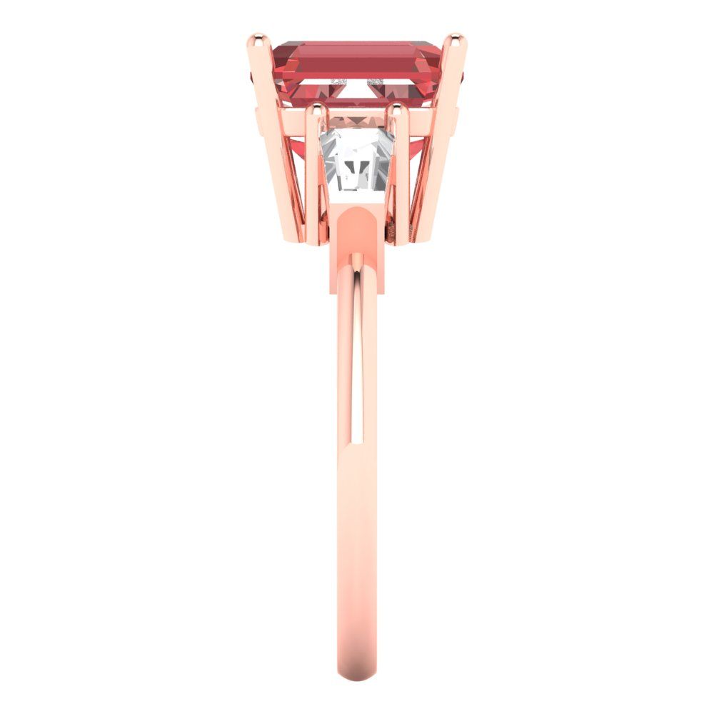 3 cttw Natural Garnet Three-Stone Engagement Ring - Solid Gold (Asscher Cut,8.0mm)