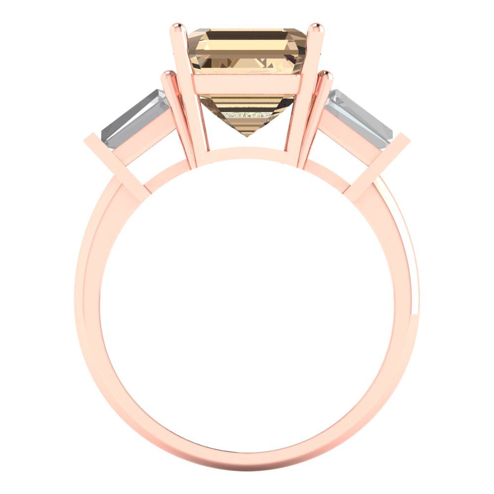 3 cttw Yellow Moissanite Three-Stone Engagement Ring - Solid Gold (Asscher Cut,8.0mm)