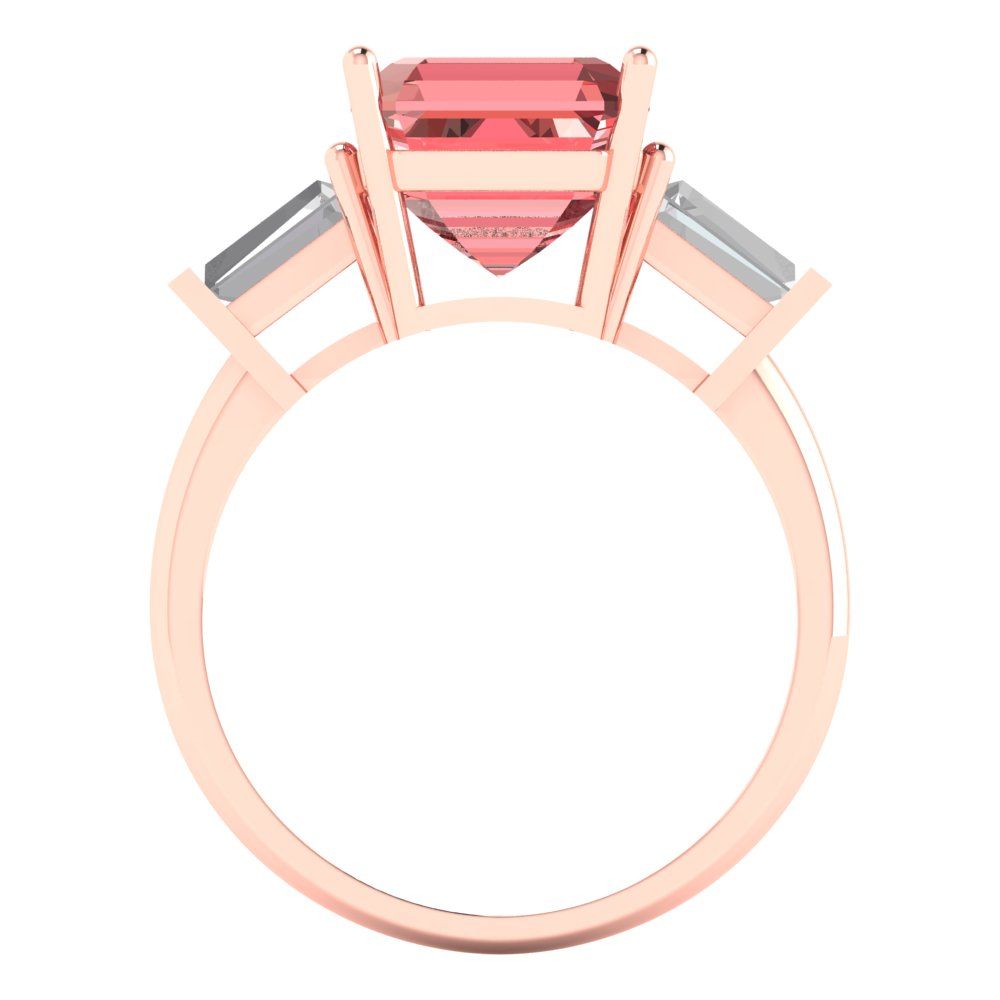 3 cttw Natural Garnet Three-Stone Engagement Ring - Solid Gold (Asscher Cut,8.0mm)