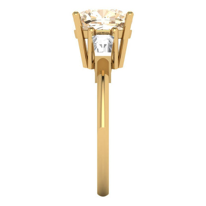 3 cttw Natural Morganite Three-Stone Engagement Ring - Solid Gold (Cushion Cut,8.0mm)