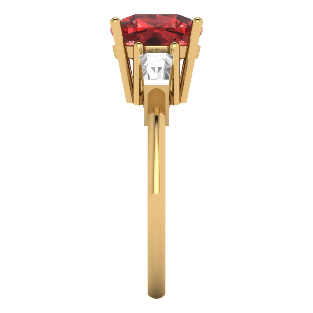 3 cttw Natural Garnet Three-Stone Engagement Ring - Solid Gold (Cushion Cut,8.0mm)