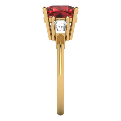 3 cttw Natural Garnet Three-Stone Engagement Ring - Solid Gold (Cushion Cut,8.0mm)