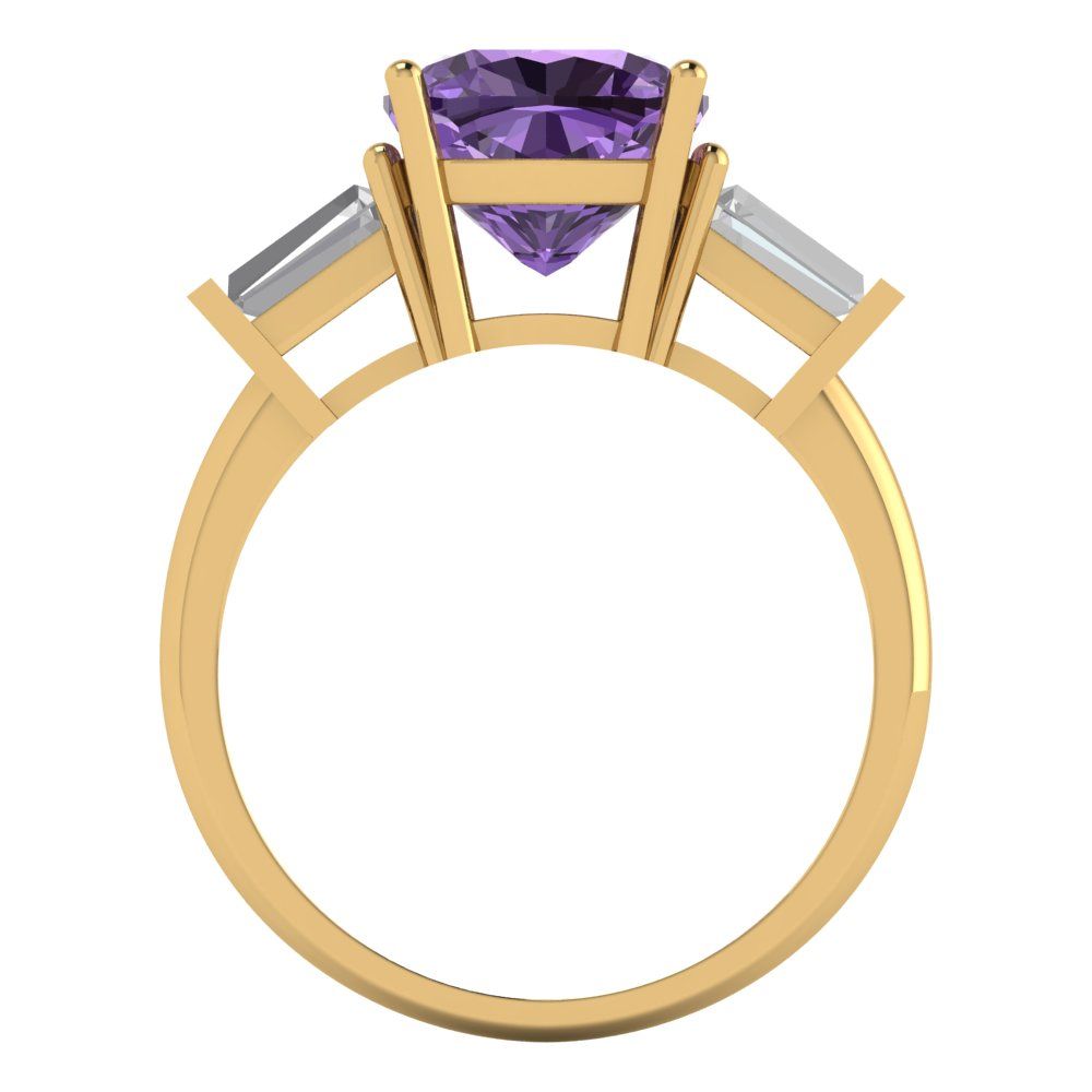3 cttw Simulated Alexandrite Three-Stone Engagement Ring - Solid Gold (Cushion Cut,8.0mm)