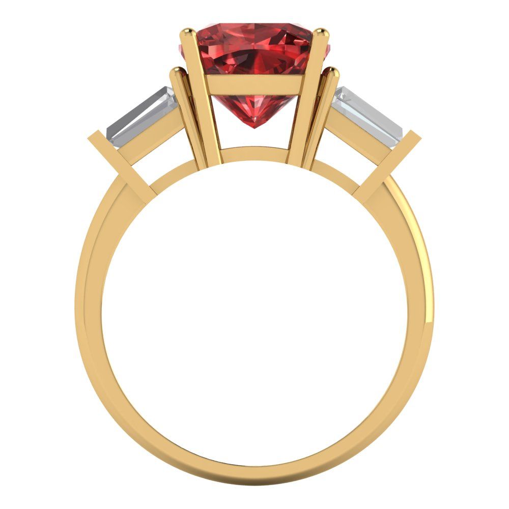 3 cttw Natural Garnet Three-Stone Engagement Ring - Solid Gold (Cushion Cut,8.0mm)