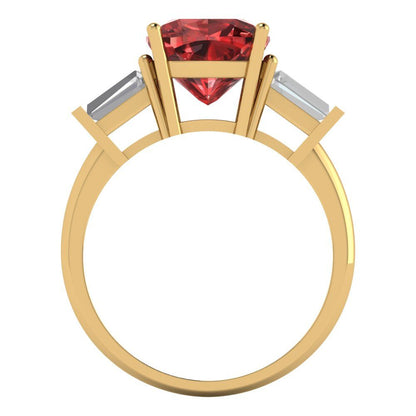 3 cttw Natural Garnet Three-Stone Engagement Ring - Solid Gold (Cushion Cut,8.0mm)