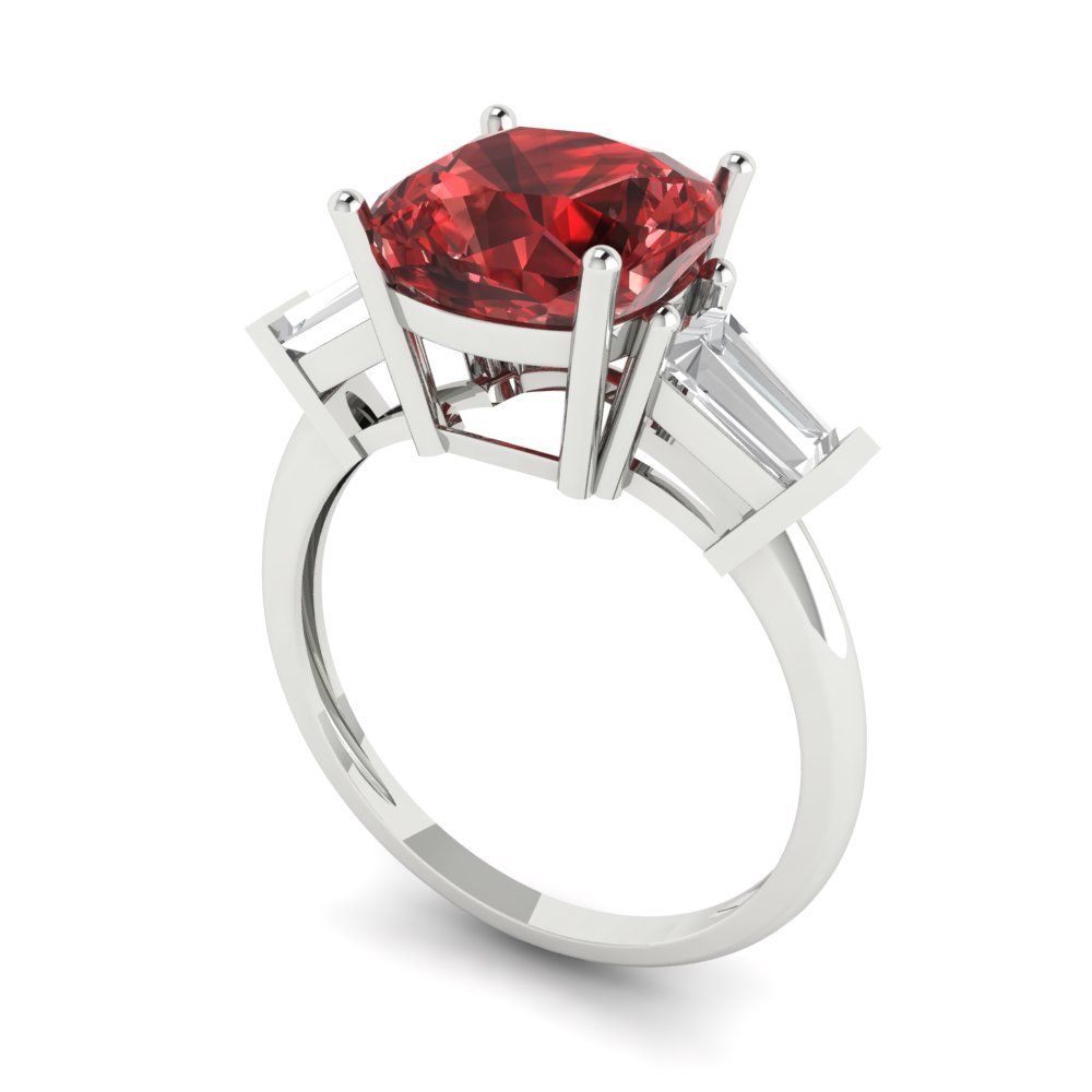3 cttw Natural Garnet Three-Stone Engagement Ring - Solid Gold (Cushion Cut,8.0mm)