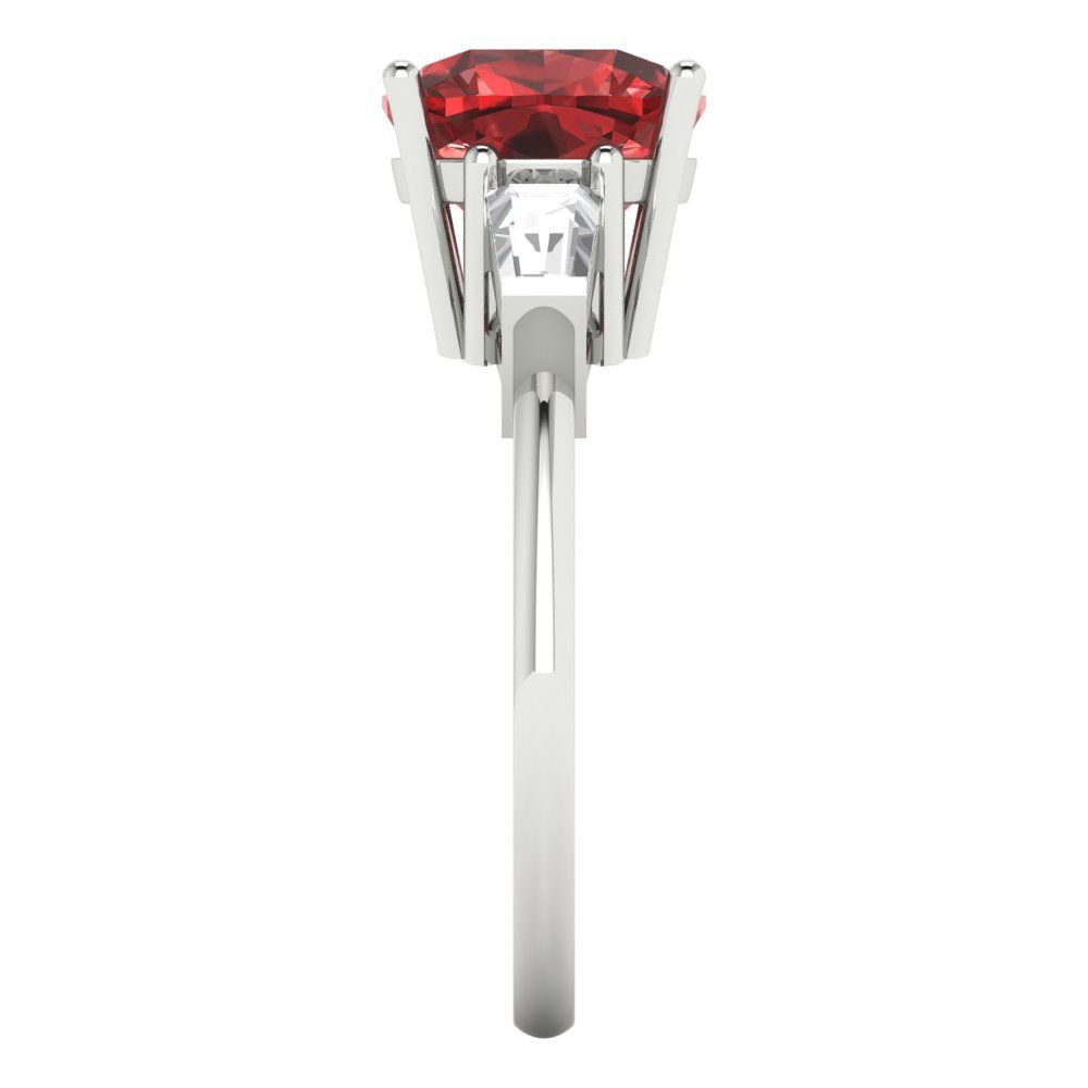 3 cttw Natural Garnet Three-Stone Engagement Ring - Solid Gold (Cushion Cut,8.0mm)