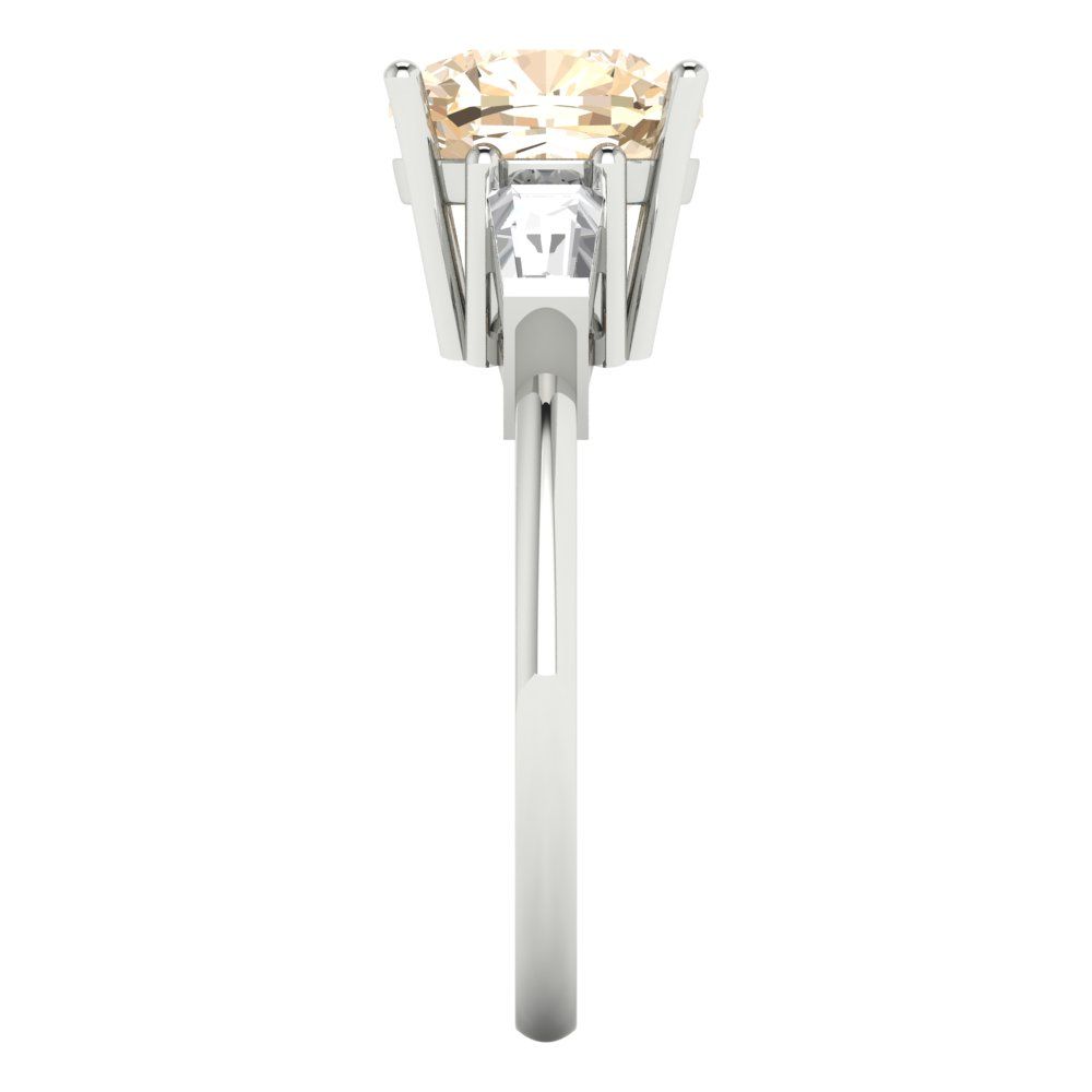 3 cttw Natural Morganite Three-Stone Engagement Ring - Solid Gold (Cushion Cut,8.0mm)