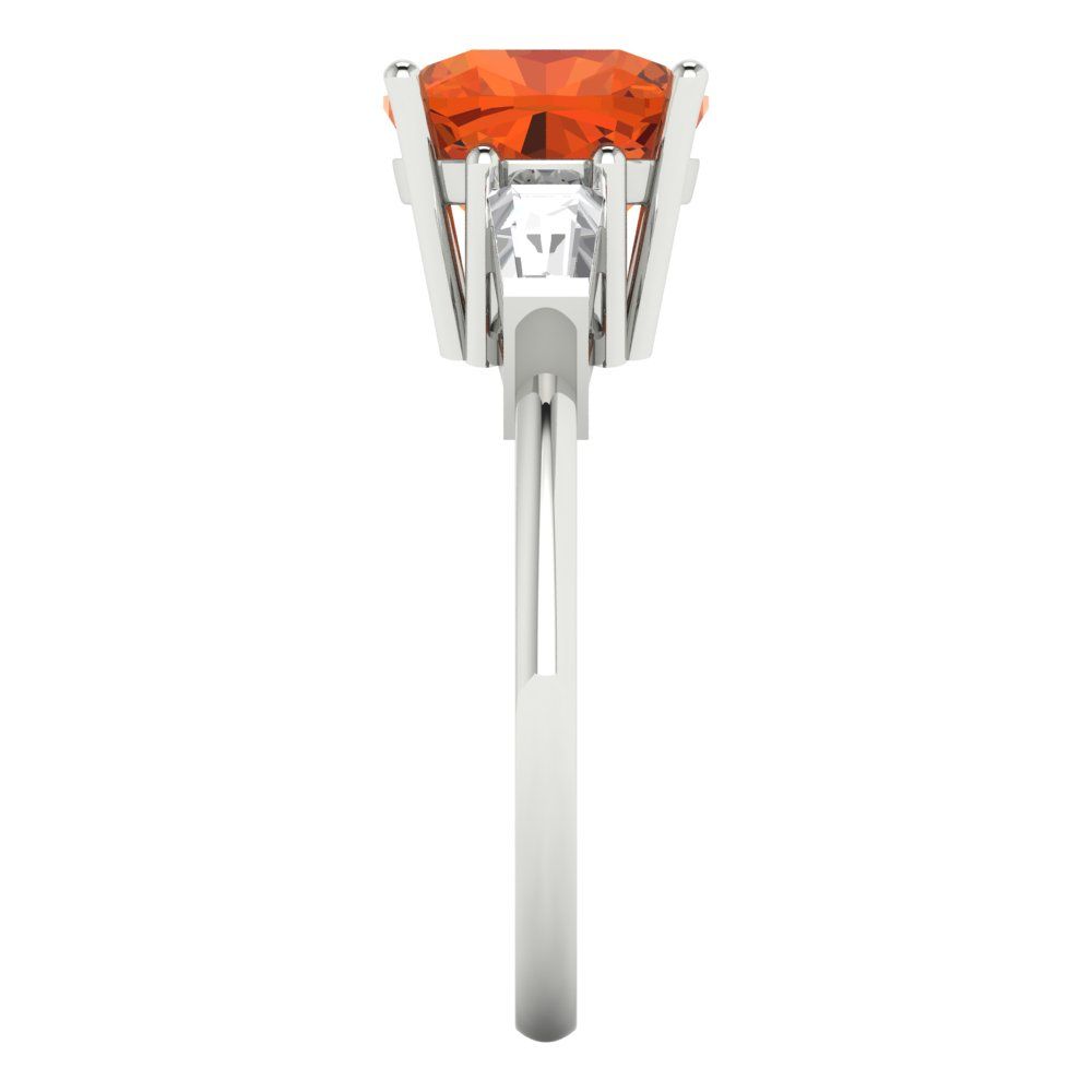 3 cttw Zirconia Simulated Red Diamond Three-Stone Engagement Ring - Solid Gold (VVS1, Cushion Cut,8.0mm)