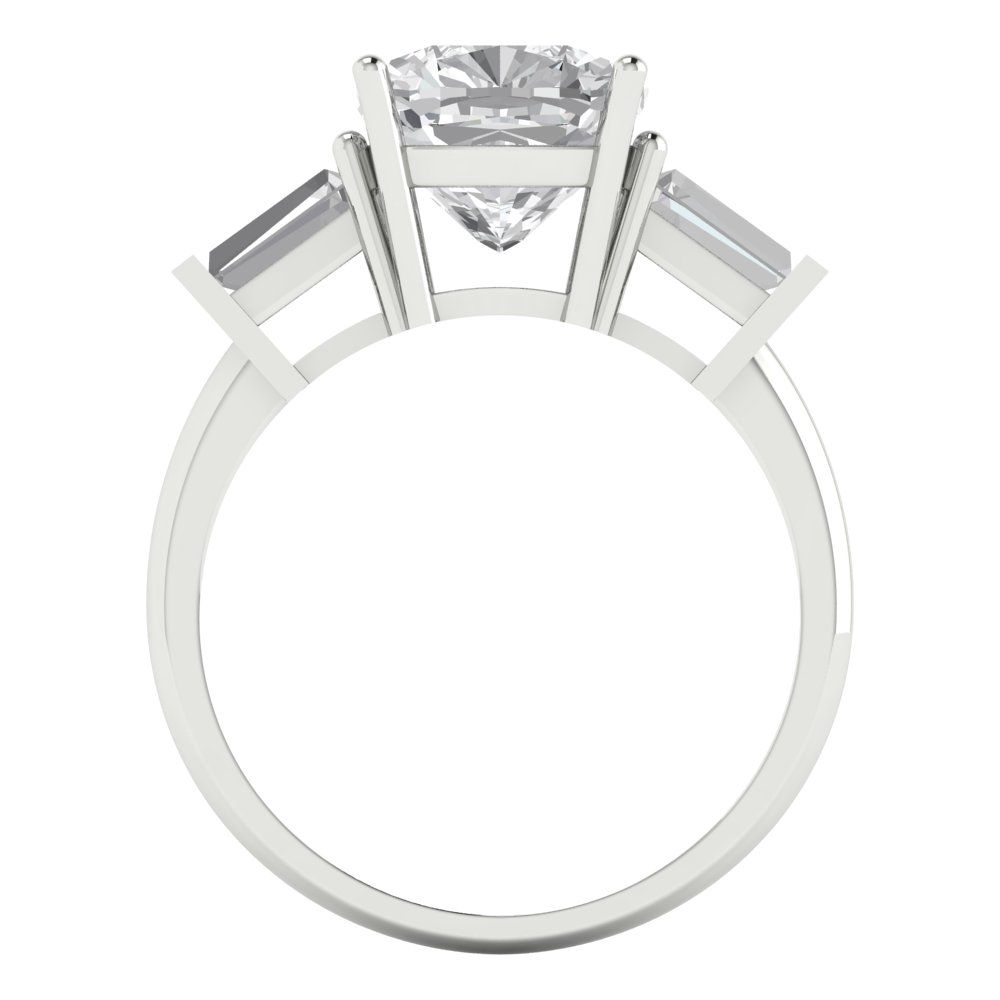 3 cttw White Sapphire Three-Stone Engagement Ring - Solid Gold (Cushion Cut,8.0mm)