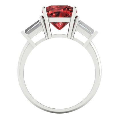 3 cttw Natural Garnet Three-Stone Engagement Ring - Solid Gold (Cushion Cut,8.0mm)