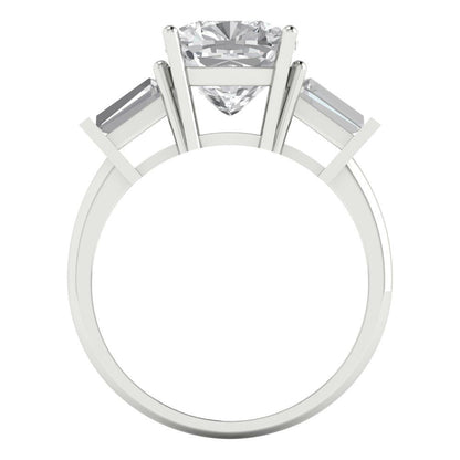 3.5 ct Brilliant Cushion Cut Natural Diamond Stone Clarity VS1-2 Color G-H White Gold Three-Stone Ring