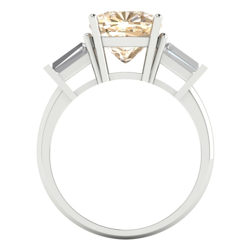 3 cttw Natural Morganite Three-Stone Engagement Ring - Solid Gold (Cushion Cut,8.0mm)