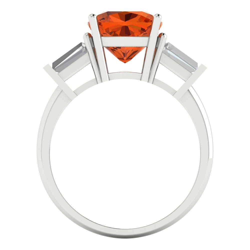 3 cttw Zirconia Simulated Red Diamond Three-Stone Engagement Ring - Solid Gold (VVS1, Cushion Cut,8.0mm)