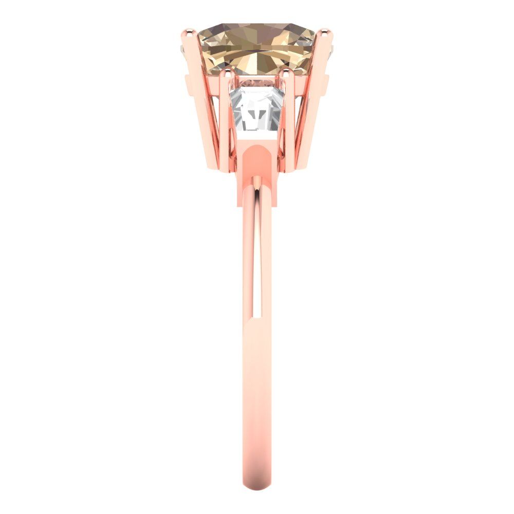 3 cttw Yellow Moissanite Three-Stone Engagement Ring - Solid Gold (Cushion Cut,8.0mm)