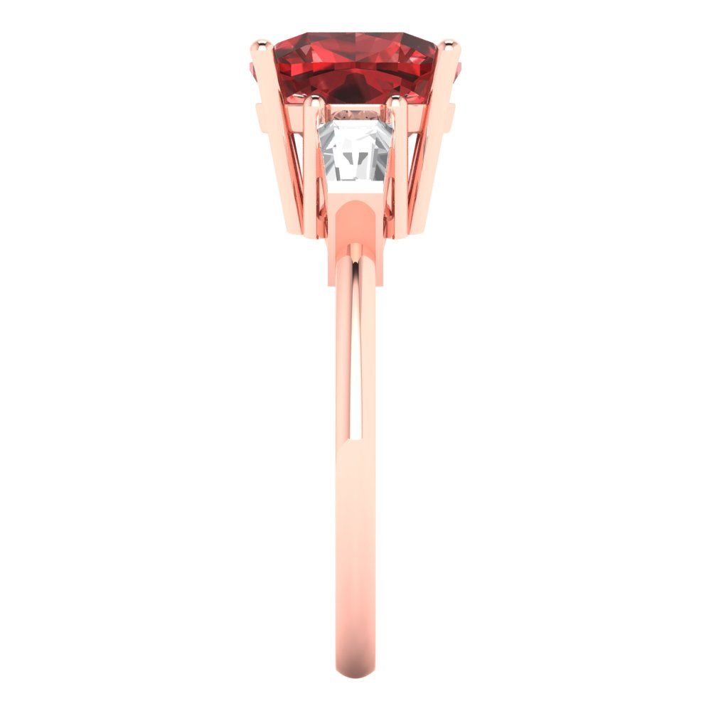 3 cttw Natural Garnet Three-Stone Engagement Ring - Solid Gold (Cushion Cut,8.0mm)