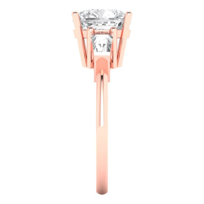 3 cttw Certified Moissanite Three-Stone Engagement Ring - Solid Gold (VVS1, D-F,Cushion Cut,8.0mm)