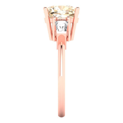 3 cttw Natural Morganite Three-Stone Engagement Ring - Solid Gold (Cushion Cut,8.0mm)