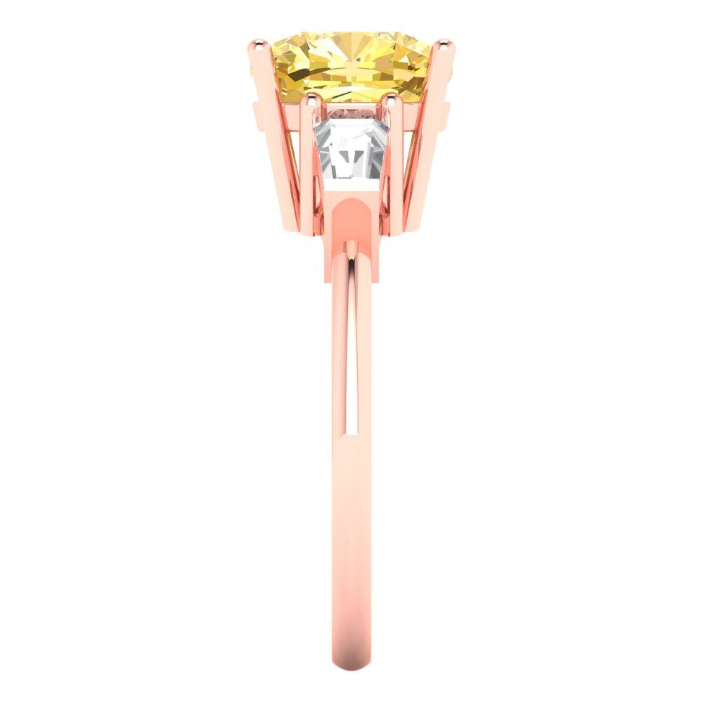 3 cttw Natural Citrine Three-Stone Engagement Ring - Solid Gold (Cushion Cut,8.0mm)